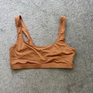 Skims Signature Swim Tank Bikini Top Almond